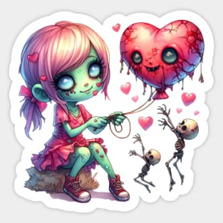 Zombie Girl Flirty Valentine Sticker